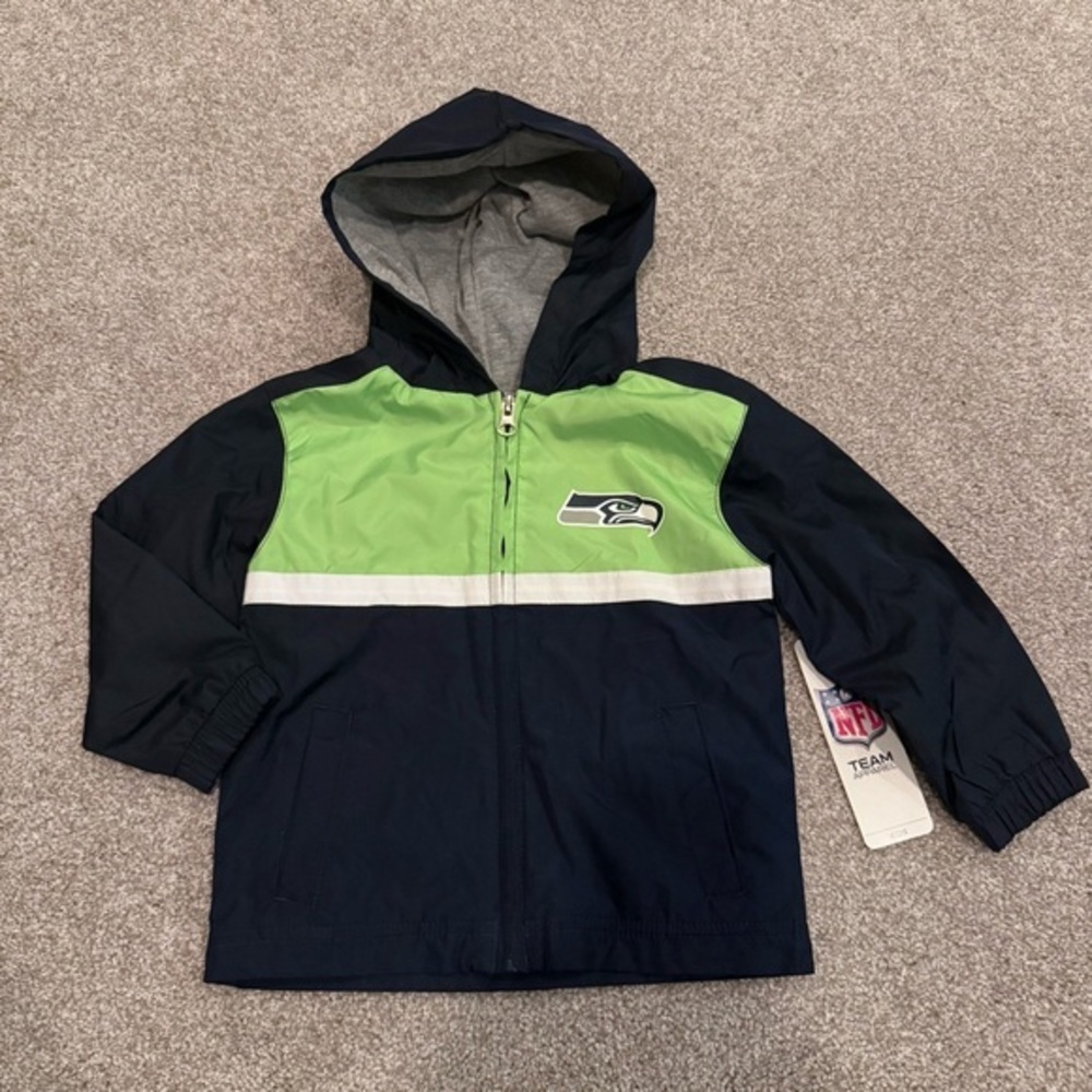 NWT Seattle Seahawks NFL Team Apparel size 2T lined windbreaker jacket